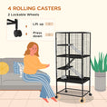 Load image into Gallery viewer, Small Animal Cage with Wheels, Pet Playpen for Rat, Kitten, Ferrets, Chinchillas with Bottom Storage Shelf, Removable Tray, Ramp, 24.2" x 17.9" x 53.5", Black
