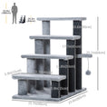 Load image into Gallery viewer, Cat Stairs 4 Steps for Bed, Couch with Scratching Posts, Small Cat Tree for Indoor Cats with Toy Ball, 23.5" x 16" x 25", Light Grey
