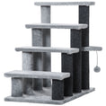 Load image into Gallery viewer, Cat Stairs 4 Steps for Bed, Couch with Scratching Posts, Small Cat Tree for Indoor Cats with Toy Ball, 23.5" x 16" x 25", Light Grey

