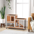 Load image into Gallery viewer, Wooden Indoor Rabbit Hutch, Guinea Pig House, Bunny Small Animal Cage With Wheels, Enclosed Run 110 x 50 x 86 cm, Yellow
