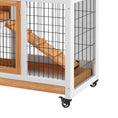 Load image into Gallery viewer, Wooden Indoor Rabbit Hutch, Guinea Pig House, Bunny Small Animal Cage With Wheels, Enclosed Run 110 x 50 x 86 cm, Yellow
