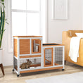 Load image into Gallery viewer, Wooden Indoor Rabbit Hutch, Guinea Pig House, Bunny Small Animal Cage With Wheels, Enclosed Run 110 x 50 x 86 cm, Yellow
