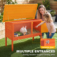 Load image into Gallery viewer, Wooden Rabbit Hutch, Guinea Pig Hutch with Openable Asphalt Roof and Pull-Out Tray, Outdoor Elevated Bunny House for Rabbits, Chinchillas and Small Animals, Indoor Outdoor Use, Orange
