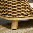Load image into Gallery viewer, Wicker Cat House, Elevated Design Rattan Cat Bed Basket with Washable Soft Cushion, Door Hole, for Indoor Cats Kittens, Light Brown

