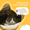 Load image into Gallery viewer, Wicker Cat House, Elevated Design Rattan Cat Bed Basket with Washable Soft Cushion, Door Hole, for Indoor Cats Kittens, Light Brown
