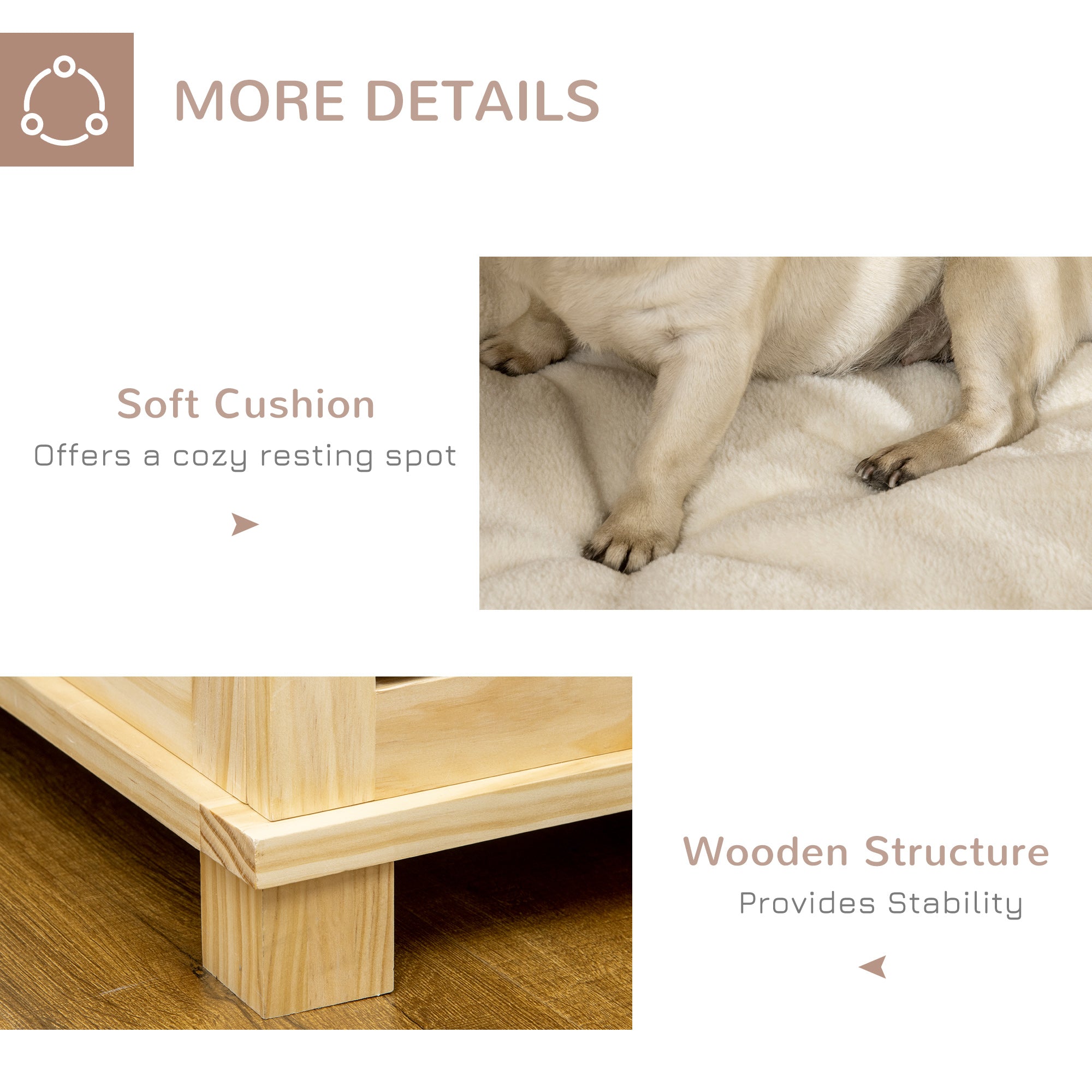 Wooden Dog Crate End Table w/ Double Doors, Furniture Style Dog Crate for Medium Dogs, Indoor Use w/ Soft Washable Cushion