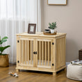 Load image into Gallery viewer, Wooden Dog Crate End Table w/ Double Doors, Furniture Style Dog Crate for Medium Dogs, Indoor Use w/ Soft Washable Cushion
