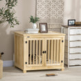 Load image into Gallery viewer, Wooden Dog Crate End Table w/ Double Doors, Furniture Style Dog Crate for Medium Dogs, Indoor Use w/ Soft Washable Cushion
