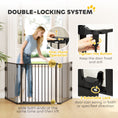 Load image into Gallery viewer, Foldable Dog Gate with Door, 3 Panel Metal Pet Gate for Stairs, Doorways, Hallways and Fireplace, Auto-Close Safety Gate, 202.5 x 76 cm, Black
