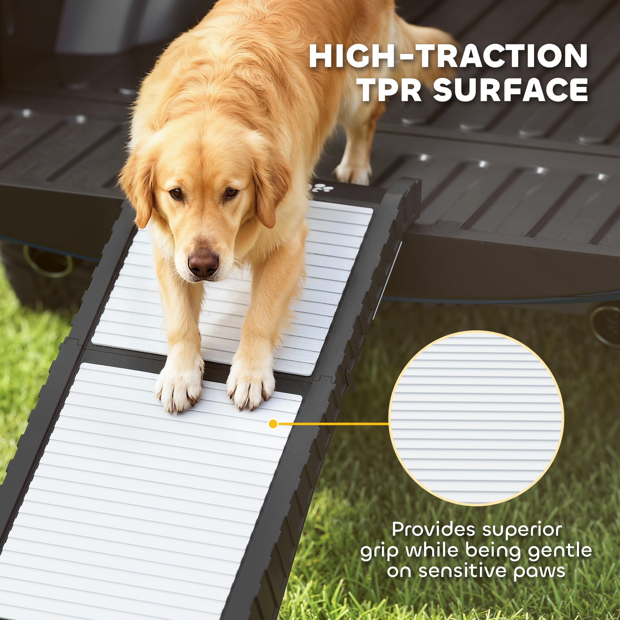 Dog Ramp for Car, SUV, Truck, Foldable Dog Car Ramp with Support Leg, Non-Slip TPR Surface, 69" x 15.7" Pet Stairs for Small to Large Breeds Up to 220LBS, Outdoor Indoor