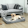 Load image into Gallery viewer, Memory Foam Dog Bed Sofa, Washable Orthopedic Dog Bed Couch with Removable Flannel Cover, 3-Sided Pet Pillow with U-Shape Bolster, Non-Slip Bottom, Grey, 112 x 80 x 16.5 cm
