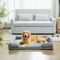 Load image into Gallery viewer, Memory Foam Dog Bed Sofa, Washable Orthopedic Dog Bed Couch with Removable Flannel Cover, 3-Sided Pet Pillow with U-Shape Bolster, Non-Slip Bottom, Grey, 112 x 80 x 16.5 cm
