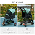 Load image into Gallery viewer, Dog Pram with Rain Cover Pet Stroller, Foldable Dog Pushchair for Small and Miniature Dogs, Cats - Green
