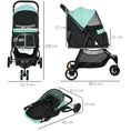 Load image into Gallery viewer, Dog Pram with Rain Cover Pet Stroller, Foldable Dog Pushchair for Small and Miniature Dogs, Cats - Green
