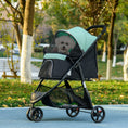 Load image into Gallery viewer, Dog Pram with Rain Cover Pet Stroller, Foldable Dog Pushchair for Small and Miniature Dogs, Cats - Green
