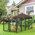 Load image into Gallery viewer, PawHut Dog Kennel Outdoor with Waterproof Canopy, Dog Run with Galvanized Chain Link, Secure Lock, for Backyard and Patio, Large and Medium Sized Dogs, 9.3' x 4.6' x 5.2'
