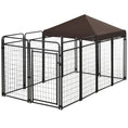 Load image into Gallery viewer, PawHut Dog Kennel Outdoor with Waterproof Canopy, Dog Run with Galvanized Chain Link, Secure Lock, for Backyard and Patio, Large and Medium Sized Dogs, 9.3' x 4.6' x 5.2'
