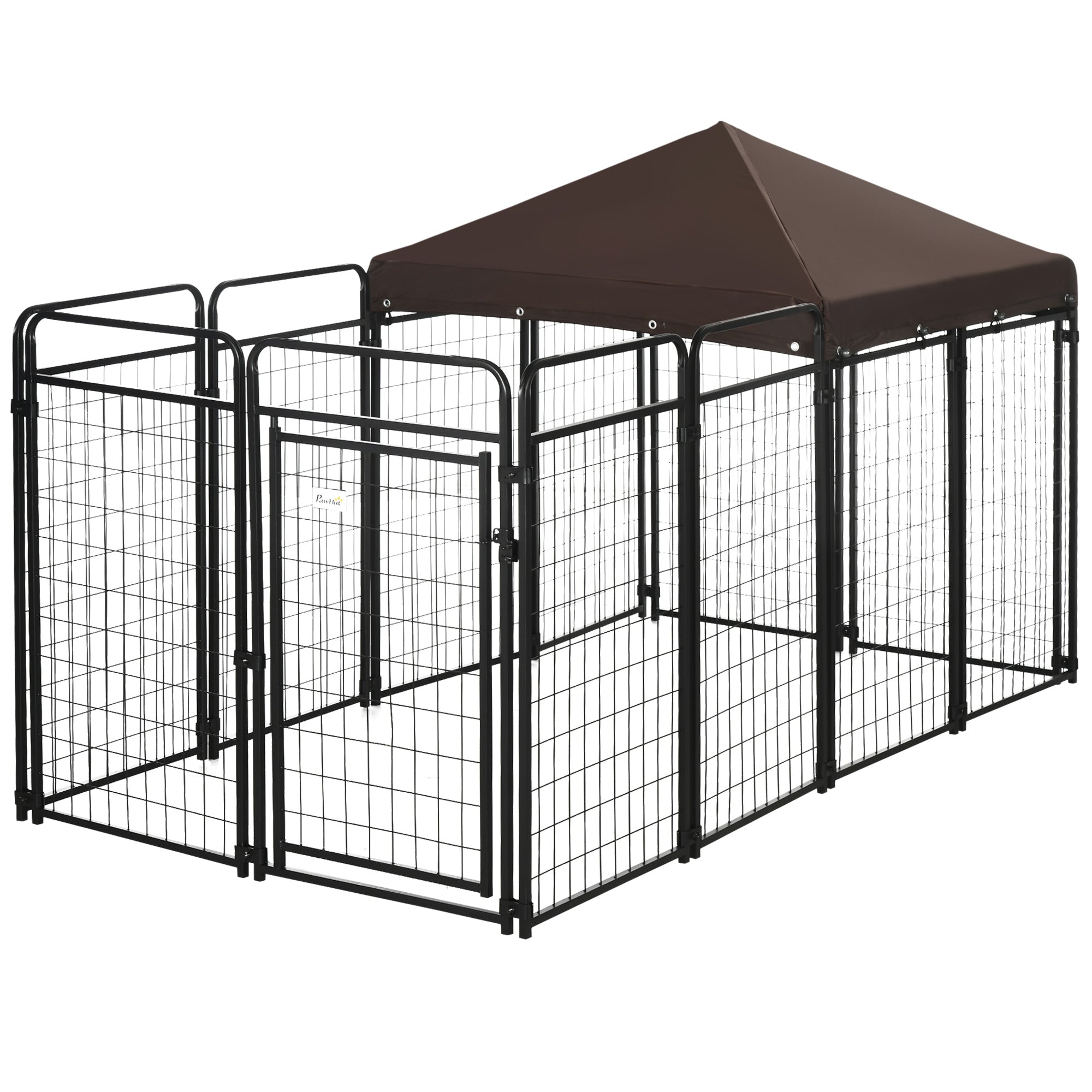 PawHut Dog Kennel Outdoor with Waterproof Canopy, Dog Run with Galvanized Chain Link, Secure Lock, for Backyard and Patio, Large and Medium Sized Dogs, 9.3' x 4.6' x 5.2'
