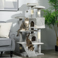 Load image into Gallery viewer, 53" Cat Tree Tower, Large Cat Condo Furniture Multi-Level Activity Center with Scratching Posts, Perches, Ramp, Dangling Balls - Grey
