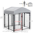 Load image into Gallery viewer, 4' x 4' x 4.5' Large Outdoor Dog Kennel Run Steel Fence with UV-Resistant Oxford Cloth Roof & Secure Lock
