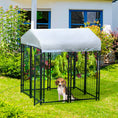 Load image into Gallery viewer, 4' x 4' x 4.5' Large Outdoor Dog Kennel Run Steel Fence with UV-Resistant Oxford Cloth Roof & Secure Lock
