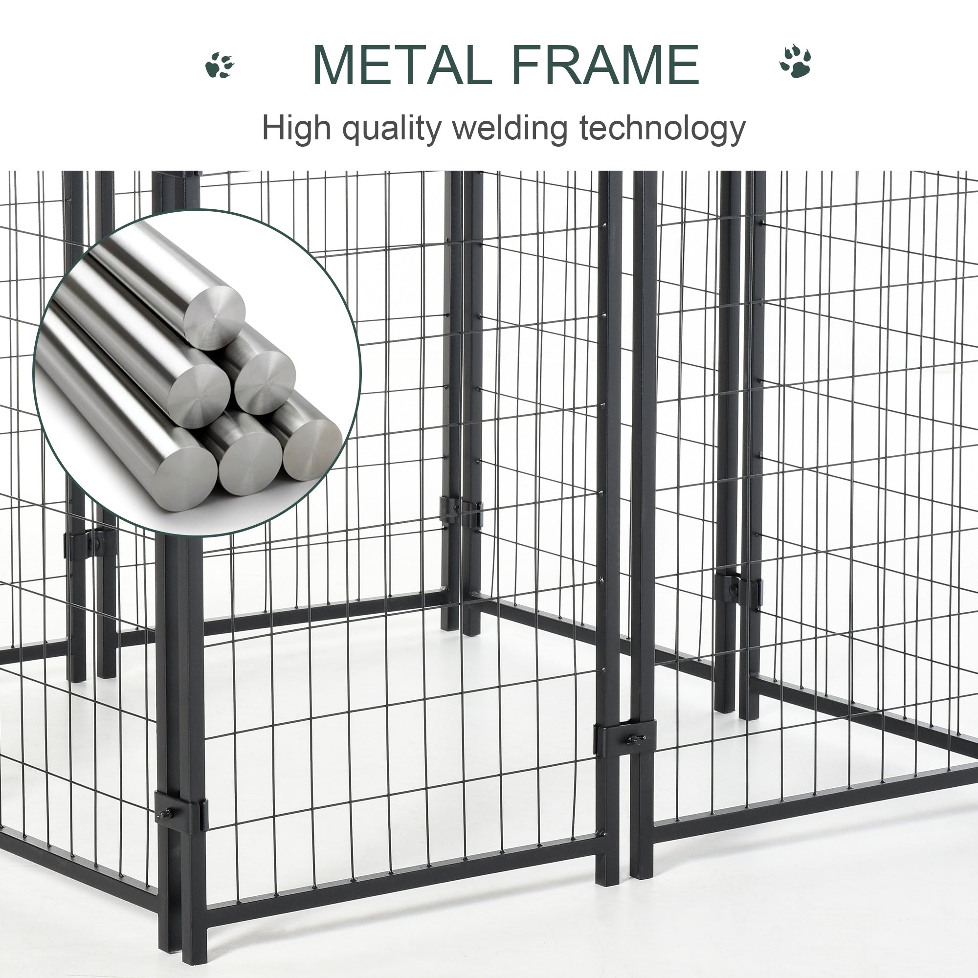 4' x 4' x 4.5' Large Outdoor Dog Kennel Run Steel Fence with UV-Resistant Oxford Cloth Roof & Secure Lock