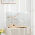Load image into Gallery viewer, Hamster Cage, Transparent Small Animal House with Deep Bottom, Wooden Ramp, Hut, Bathroom and Exercise Wheel for Hamster and Gerbil, 23.2" L x 14" W x 18.5" H, White
