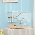 Load image into Gallery viewer, Hamster Cage, Transparent Small Animal House with Deep Bottom, Wooden Ramp, Hut, Bathroom and Exercise Wheel for Hamster and Gerbil, 23.2" L x 14" W x 18.5" H, White
