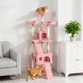 Load image into Gallery viewer, Large Cat Tree, 173 cm Cat Tower with 10 Scratching Posts, 3 Perches, 2 Condos, 1 Ramp, Kitty Climbing Tower, Activity Centre House  for Indoor Kittens, Pink
