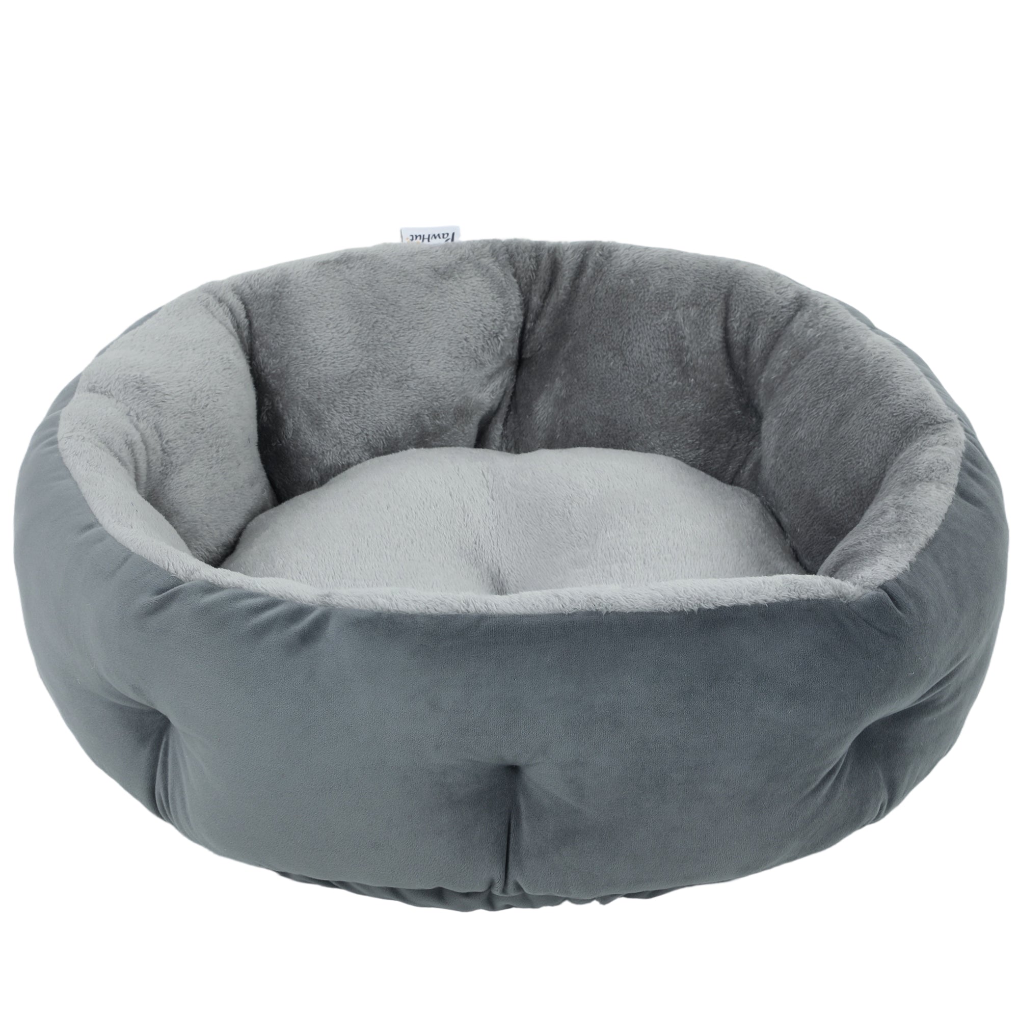 Cat Bed, Reversible Dog Pet Bed for Indoor Cats and Small Dogs, Round Bed with Supportive Bolster, Dark Grey