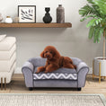 Load image into Gallery viewer, Dog Sofa Bed for XS-Sized Dogs, Cat Sofa with Soft Cushion, Pet Chair Lounge with Washable Cover, Removable Legs, Wooden Frame - Grey
