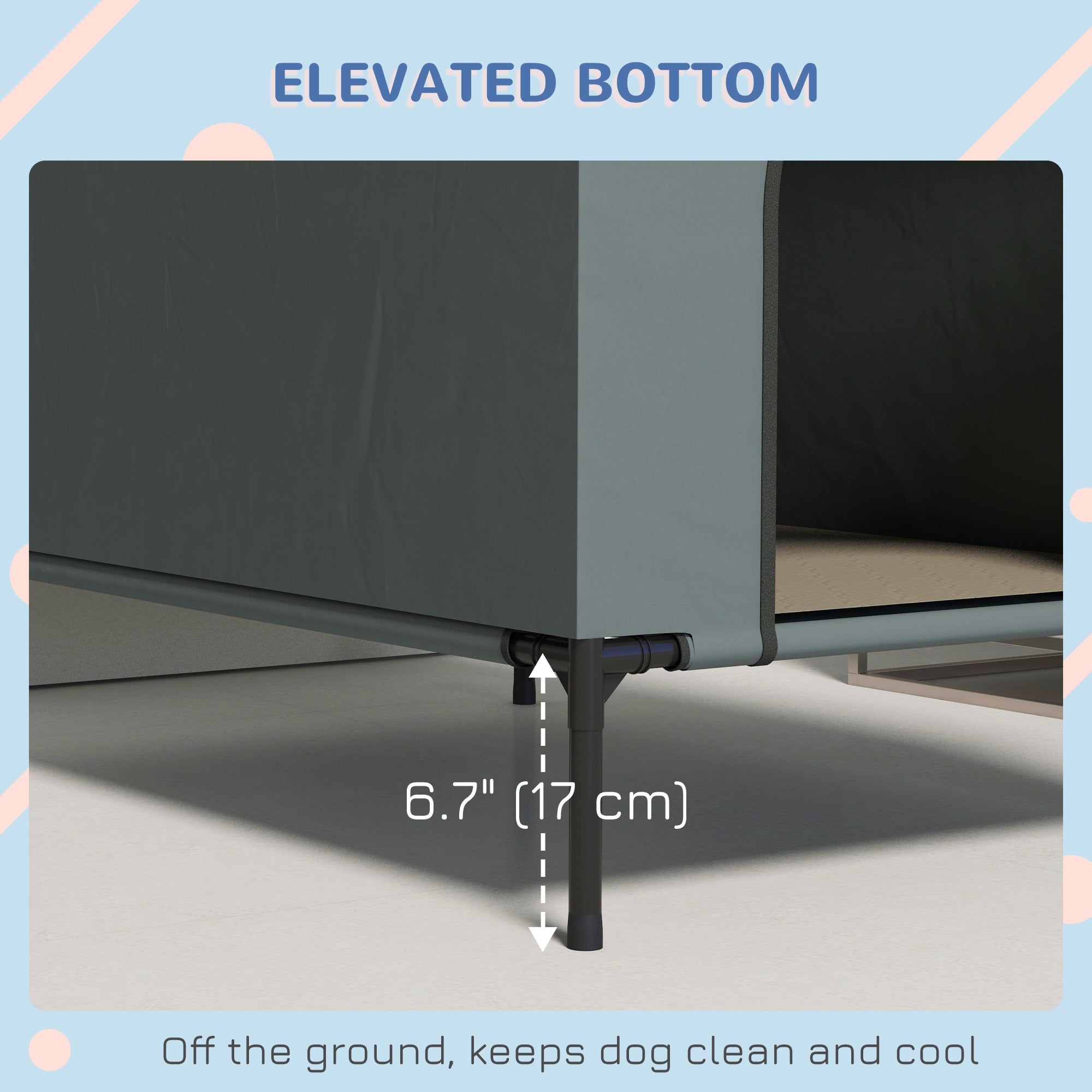 Dog House Outdoor, Elevated Dog House Dog Bed with Removable Cover, Mesh Windows, Storage Bag, for Small and Medium-Sized Dogs, Grey