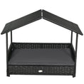 Load image into Gallery viewer, Rattan Dog House, Extendable Outdoor Wicker Dog Bed w/ Water-Resistant Roof, Removable Cushion, for Small and Medium Dogs - Grey
