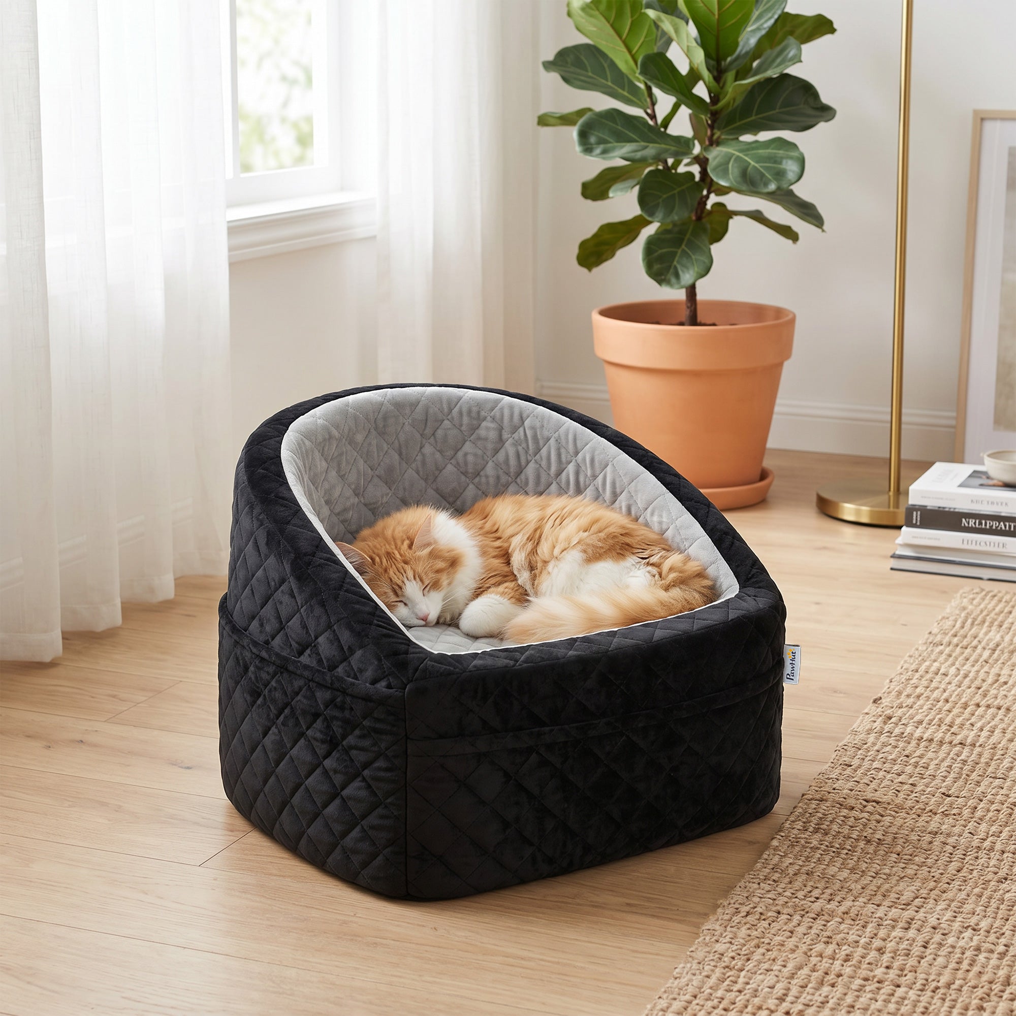 Dog Car Seat, Dog Booster Car Seat for Small Breeds Under 10kg, Portable Pet Travel Bed Detachable Washable with Adjustable Leash, Storage Pockets, Grey