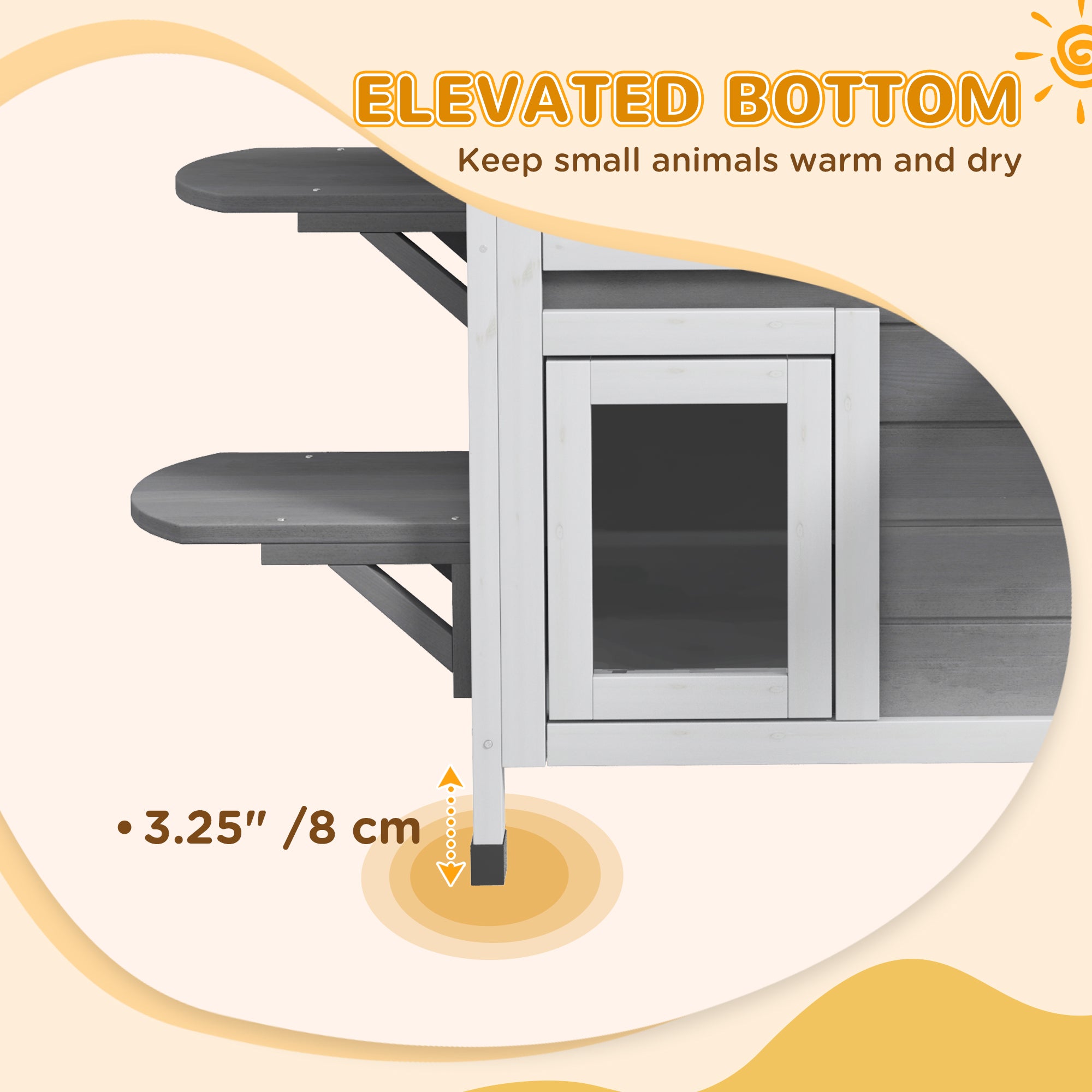  2-story Cat House Outdoor, Weatherproof Wooden Cat Enclosure for Feral Cats with Escape Door, Openable Roof, Jumping Platforms, Grey