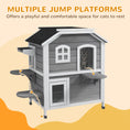 Load image into Gallery viewer,  2-story Cat House Outdoor, Weatherproof Wooden Cat Enclosure for Feral Cats with Escape Door, Openable Roof, Jumping Platforms, Grey
