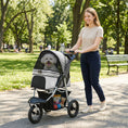 Load image into Gallery viewer, Dog Stroller for Small Dogs, 3 Wheel Foldable Pet Stroller with 12" Rubber Wheels, Mesh Window, One-Foot Brake, Storage Basket and Cup Holder, Up to 22 LBS, Light Gray

