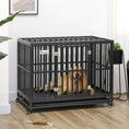 Load image into Gallery viewer, Heavy Duty Steel Dog Crate Kennel Pet Cage with Wheels for Portability and a Door for Convenient Access Anti-Pinching Floor, 43.7" L x 28.7" W x 34.6"H, Black
