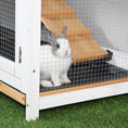 Load image into Gallery viewer, PawHut 62" Rabbit Hutch, Wooden Bunny Hutch, Guinea Pig Cage, Small Animal Enclosure with Run Area, Removable Tray, Asphalt Roof, Lockable Doors and Ramp, Nature Wood
