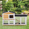 Load image into Gallery viewer, Rabbit Hutch Guinea Pig Hutch Wooden House with Run, 2 Tier Pet Cage Outdoor with No-leak Plastic Trays, 157.4 x 53 x 93.5cm, Yellow
