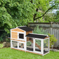 Load image into Gallery viewer, PawHut 62" Rabbit Hutch, Wooden Bunny Hutch, Guinea Pig Cage, Small Animal Enclosure with Run Area, Removable Tray, Asphalt Roof, Lockable Doors and Ramp, Nature Wood
