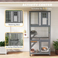 Load image into Gallery viewer, 74"H Wooden Catio Cat Enclosure, Indoor Outdoor Kitten House with Weatherproof Asphalt Roof & Brake Wheels, Luxury Kitten Condo Cage for Multiple Cats, Light Grey

