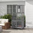 Load image into Gallery viewer, PawHut 74" Wooden Catio Outdoor Cat House Weatherproof & Wheeled, Outside Cat Enclosure with High Weight Capacity, Kitten Cage Condo, Light Gray

