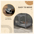 Load image into Gallery viewer, PawHut 74" Wooden Catio Outdoor Cat House Weatherproof & Wheeled, Outside Cat Enclosure with High Weight Capacity, Kitten Cage Condo, Light Gray
