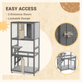 Load image into Gallery viewer, PawHut 74" Wooden Catio Outdoor Cat House Weatherproof & Wheeled, Outside Cat Enclosure with High Weight Capacity, Kitten Cage Condo, Light Gray
