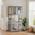 Load image into Gallery viewer, 74"H Wooden Catio Cat Enclosure, Indoor Outdoor Kitten House with Weatherproof Asphalt Roof & Brake Wheels, Luxury Kitten Condo Cage for Multiple Cats, Light Grey

