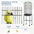 Load image into Gallery viewer, Bird Cage Budgie Cages for Finch Canary Parakeet with Stand Wheels Slide-out Tray Accessories Storage Shelf, Black 46.5 x 36 x 157 cm
