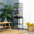 Load image into Gallery viewer, Bird Cage Budgie Cages for Finch Canary Parakeet with Stand Wheels Slide-out Tray Accessories Storage Shelf, Black 46.5 x 36 x 157 cm
