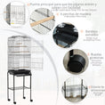 Load image into Gallery viewer, Bird Cage Budgie Cages for Finch Canary Parakeet with Stand Wheels Slide-out Tray Accessories Storage Shelf, Black 46.5 x 36 x 157 cm
