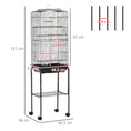 Load image into Gallery viewer, Bird Cage Budgie Cages for Finch Canary Parakeet with Stand Wheels Slide-out Tray Accessories Storage Shelf, Black 46.5 x 36 x 157 cm

